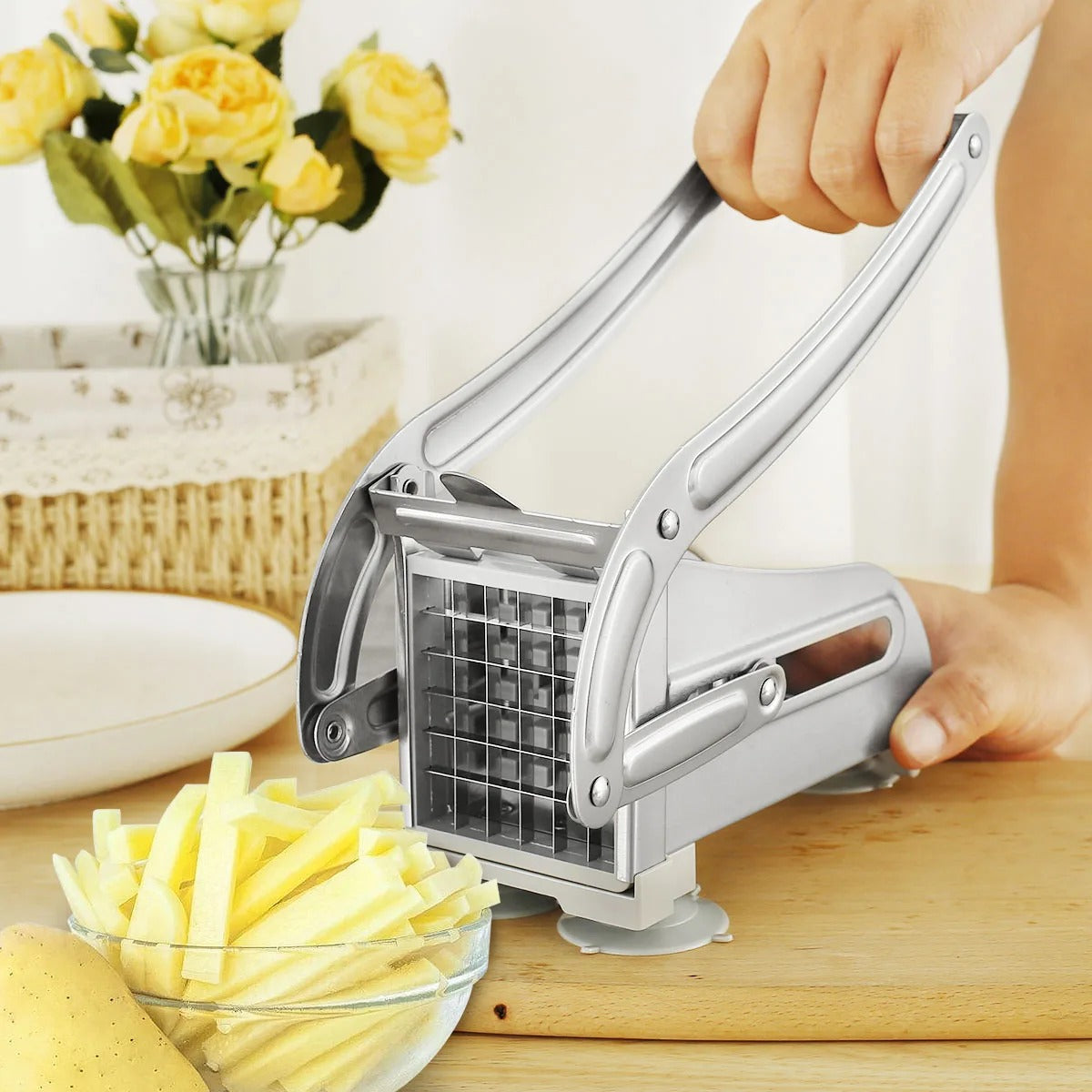 Potato Chipper Stainless Steel Potato Slicer Multifunct Vegetable Fruit Chipper