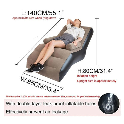 Folding Lazy Sofa,Inflatable Lounge Chair Thickened Durable Folds