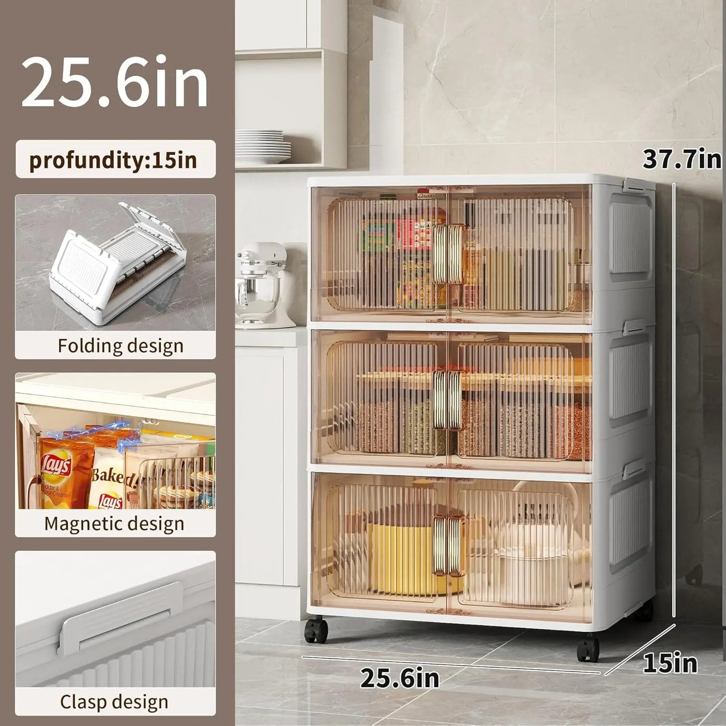 3 Tier Stackable Storage Cabinet