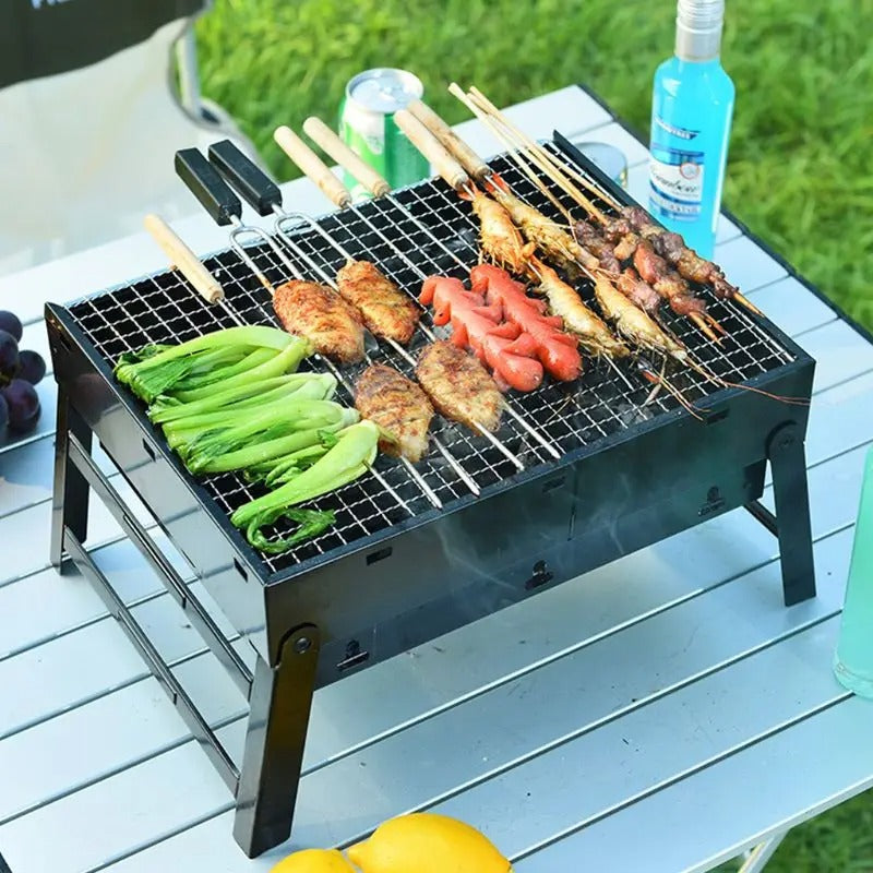 Portable Foldable BBQ Grills Patio Barbecue Charcoal Grill Stove Stainless Steel Outdoor Camping