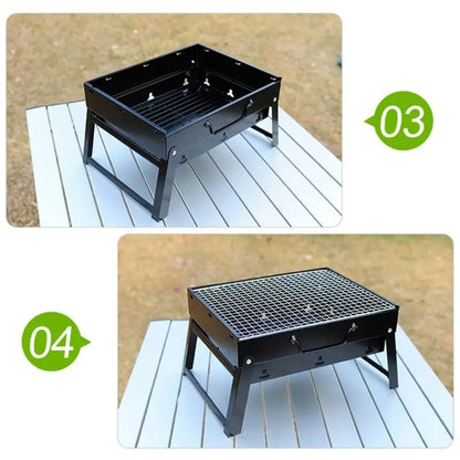 Portable Foldable BBQ Grills Patio Barbecue Charcoal Grill Stove Stainless Steel Outdoor Camping