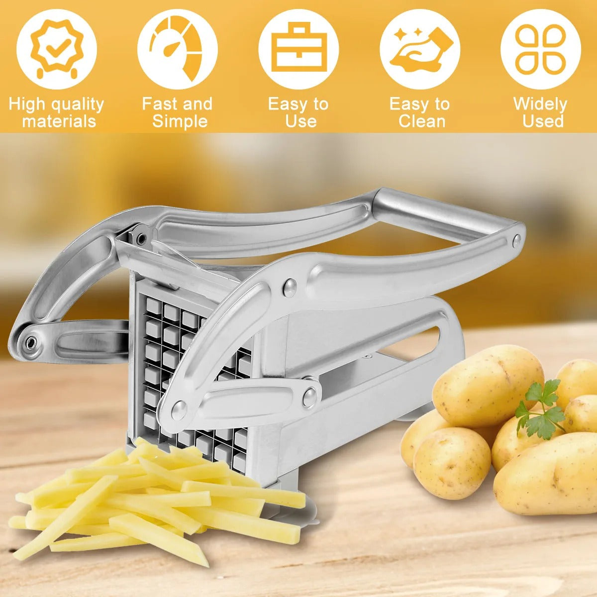 Potato Chipper Stainless Steel Potato Slicer Multifunct Vegetable Fruit Chipper