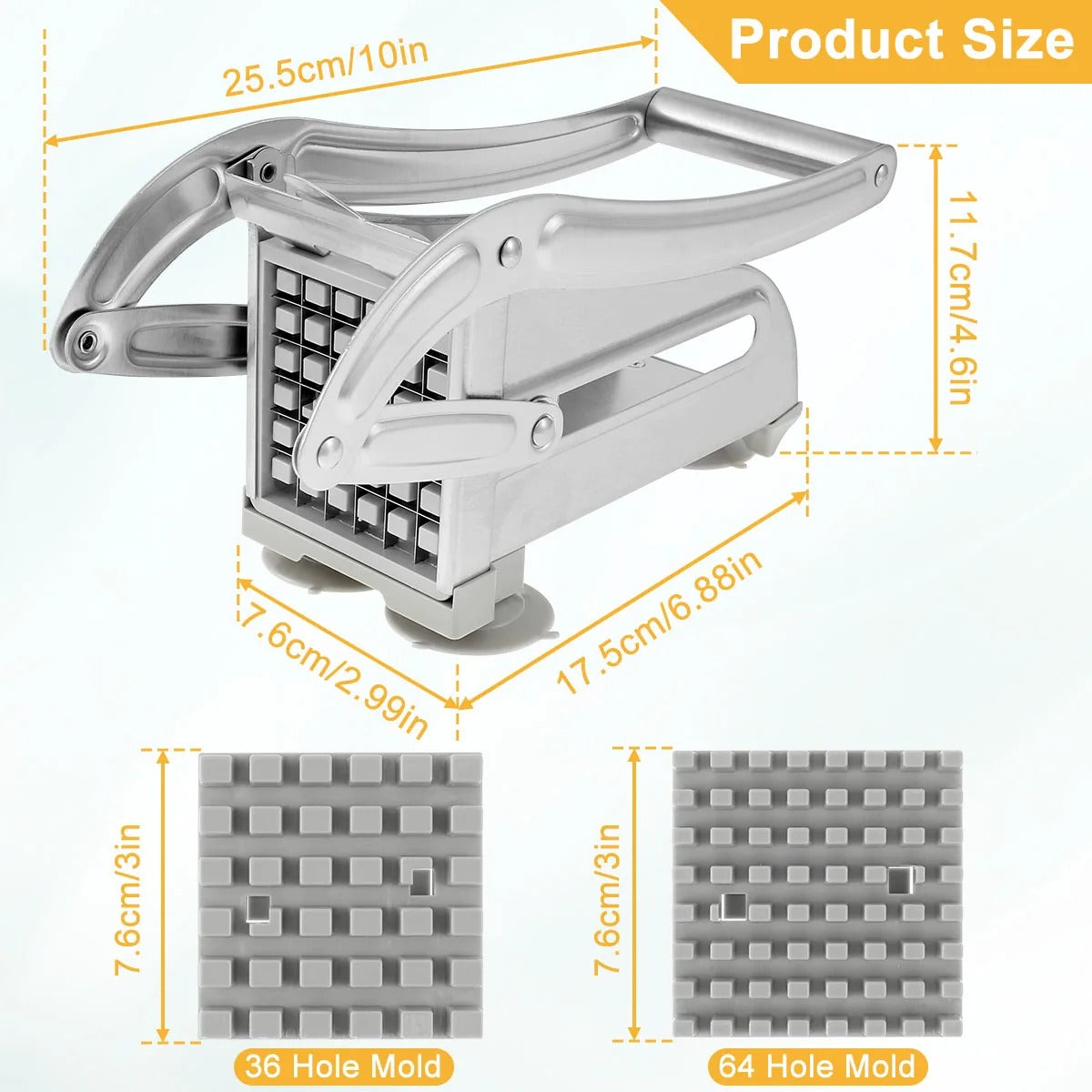 Potato Chipper Stainless Steel Potato Slicer Multifunct Vegetable Fruit Chipper